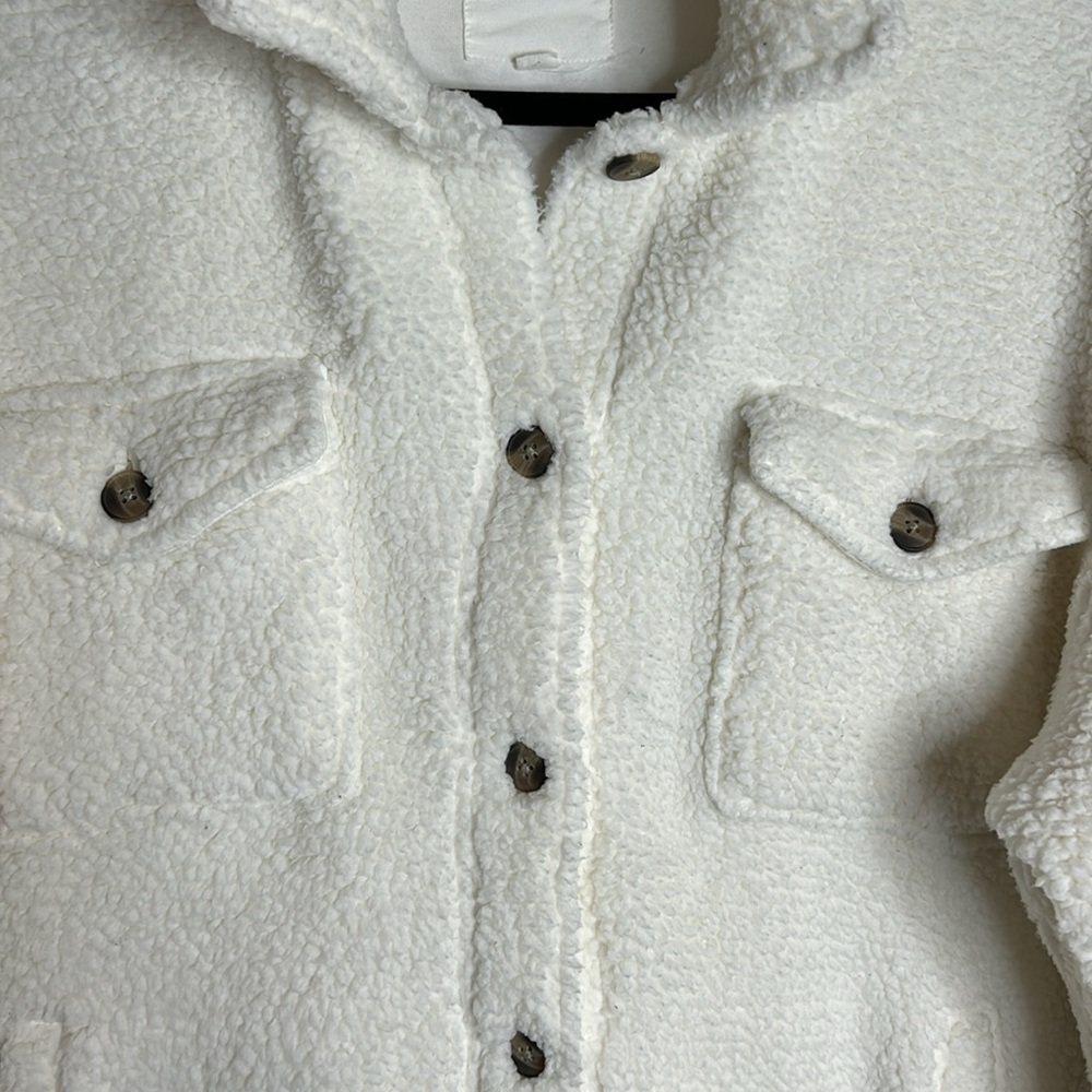 Aerie Dream Sherpa Jacket Oversized Fall Winter Cozy Button Down - Size Large - Picture 2 of 13